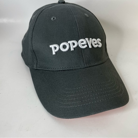 Popeyes Chicken Restaurant Employee Uniform Strapback Hat Cap Gray - Picture 1 of 8